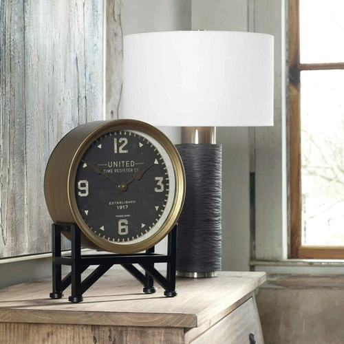 Mid Century Modern Style Shyam Table Desk Mantle Clock ~ Uttermost 06094 - Picture 4 of 5