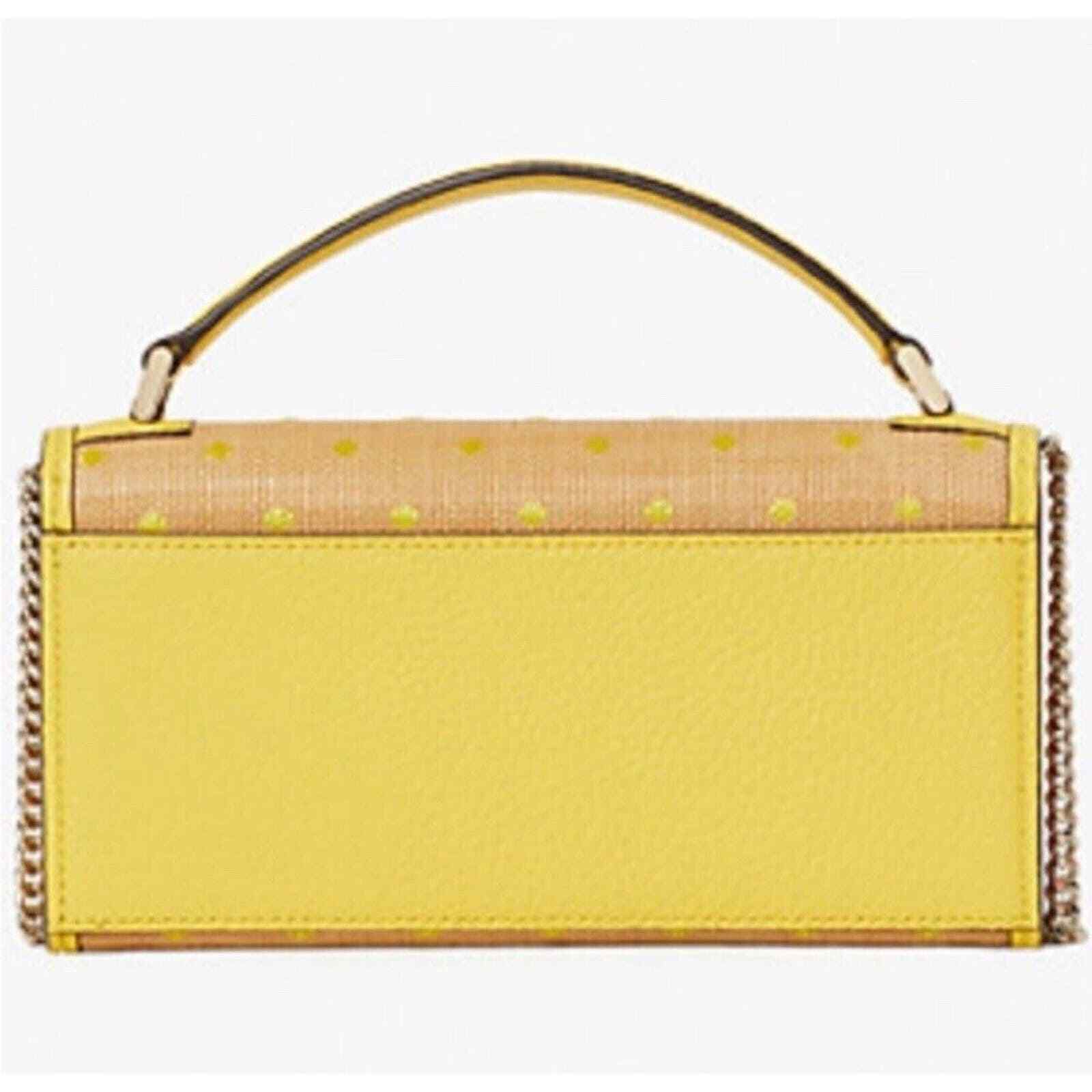 Kate Spade Roulette TopHandle Crossbody Yellow Raffia Bag with Glitter