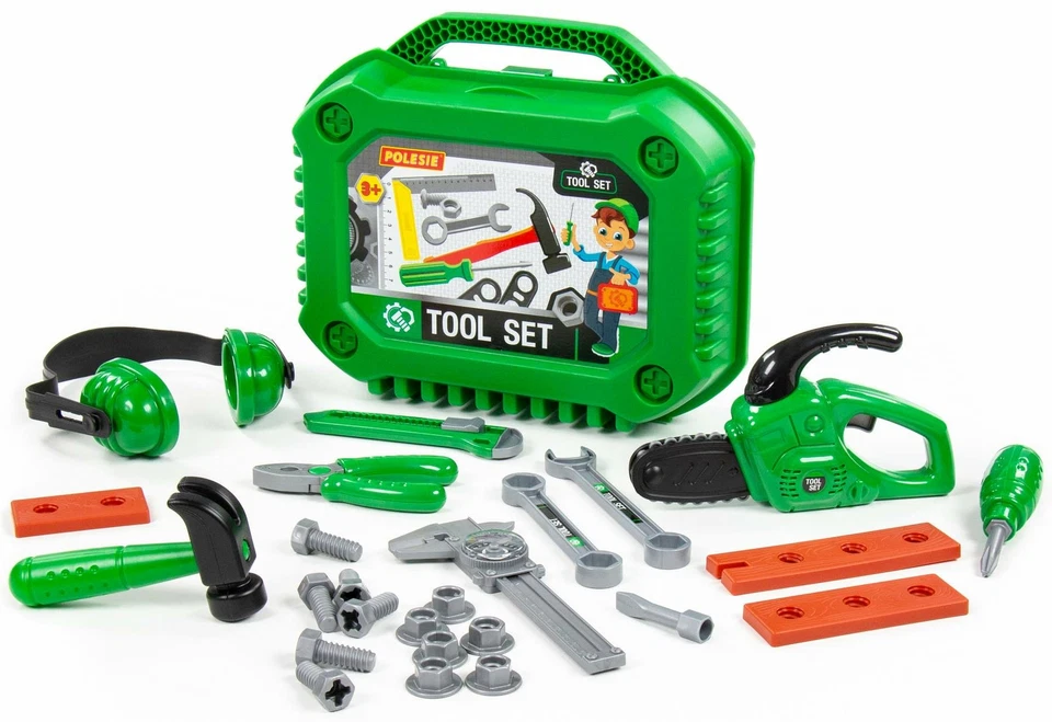 POLESIE Werkzeugkoffer Kinder Werkzeug Nr.17 Spielzeug mit 26-tlg. Heimwerker Handwerker