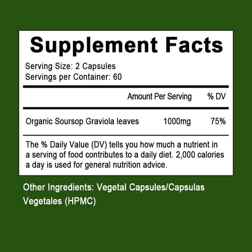 Graviola Capsules 1000mg Natural Graviola Soursop Fruit Extract Supplement Vegan - Picture 4 of 7