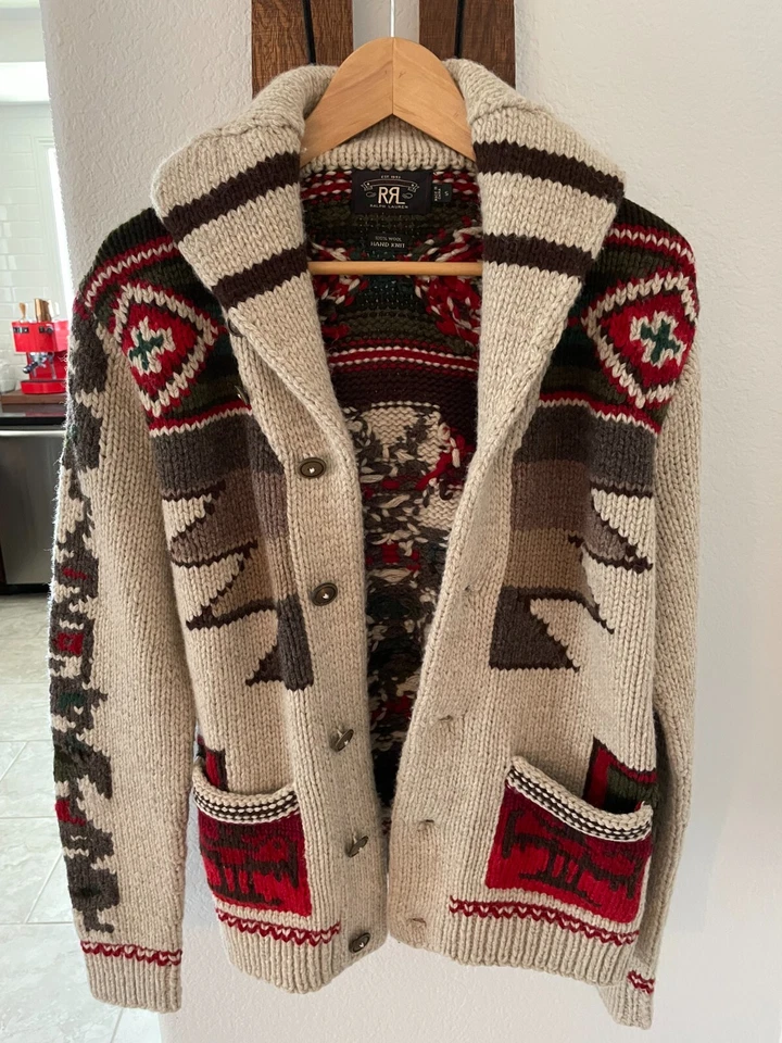 RRL Ralph Lauren Hand Knit Cardigan - Totem Design - RARE - Image 3 of 3