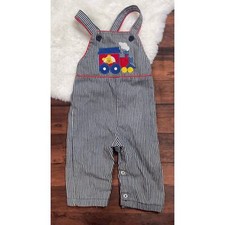 Vintage Healthtex Overalls 18 Mo Train Railroad Made in USA