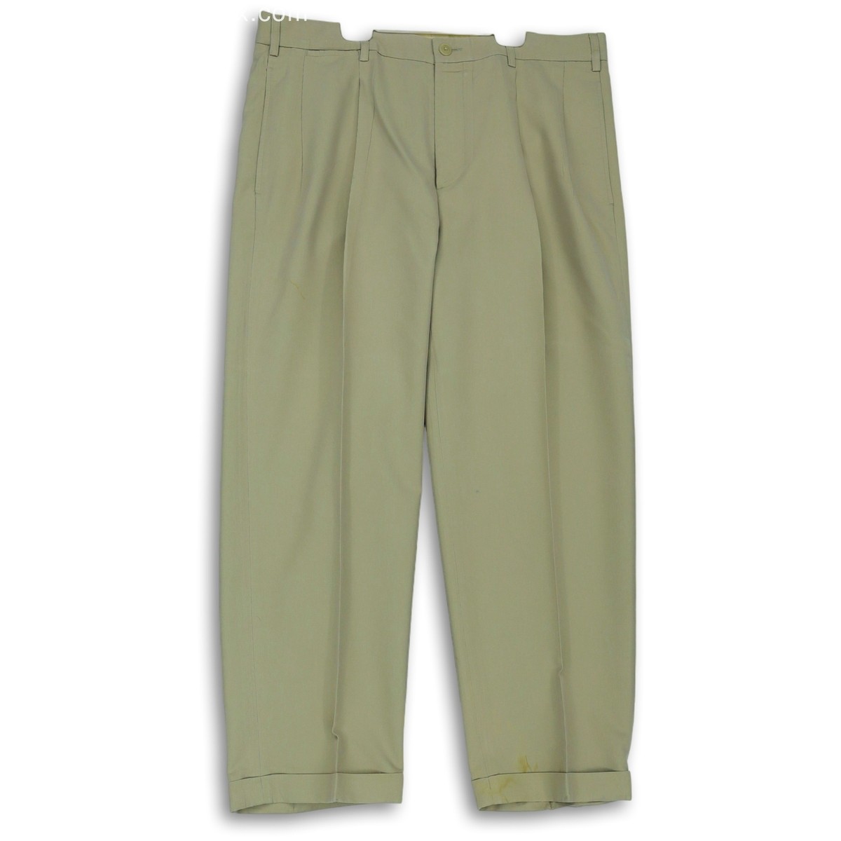 Nautica Mens Beige Slash Pockets Pleated Front Cuffed Dress Pants