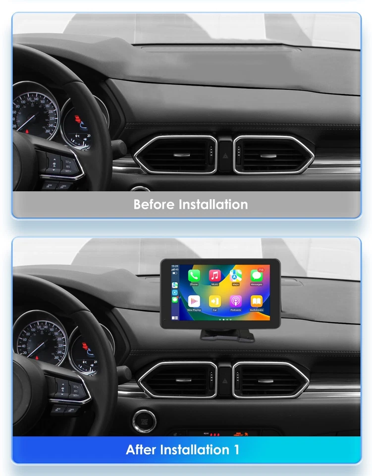 7" Adjustable Screen Android Auto Carplay Car Stereo GPS Multimedia Player AUX - Image 3 of 4