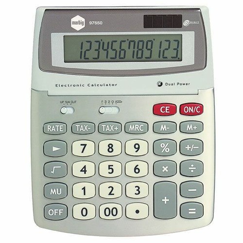 Marbig Large Desktop Calculator 12 Digit GST 160W x 200L x 55mmH 97650 - Picture 1 of 1