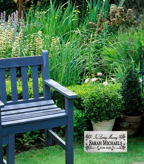 Piedra conmemorativa personalizada estilo floral regalo piedra conmemorativa de mármol personalizada Foto 2 de 4