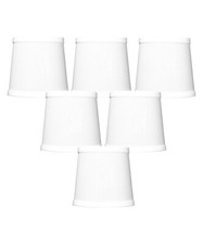 Set of 6 White Linen Drum Chandelier Clip-On Lampshade 4x5x5