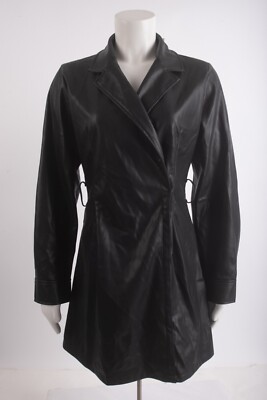 Zara Womens Faux Leather Blazer Dress M Black 4387/286 NWD NO BELT | eBay