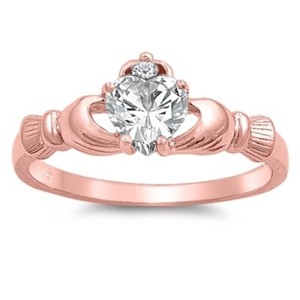 Authentic Claddagh 9 mm Ring Rose Gold Plated Sterling Silver 925 Sizes 4 - 13