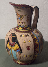 BROCCA CERAMICA DERUTA ARS ARTIGIANA MAIOLICA DECORO EGIZIO GRAFFITTO SMALTI ORO