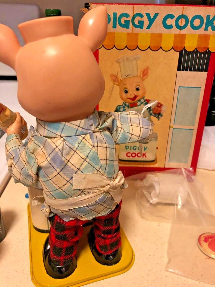 TIN TOY PIGGY COOK JAPAN BATTERY | eBay