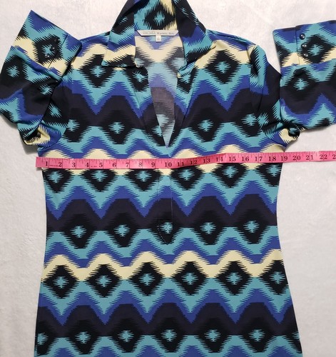 RACHEL Rachel Roy Collard Shirt Dress Women's Large Geometric Print Knee Length - 第 9/10 張圖片