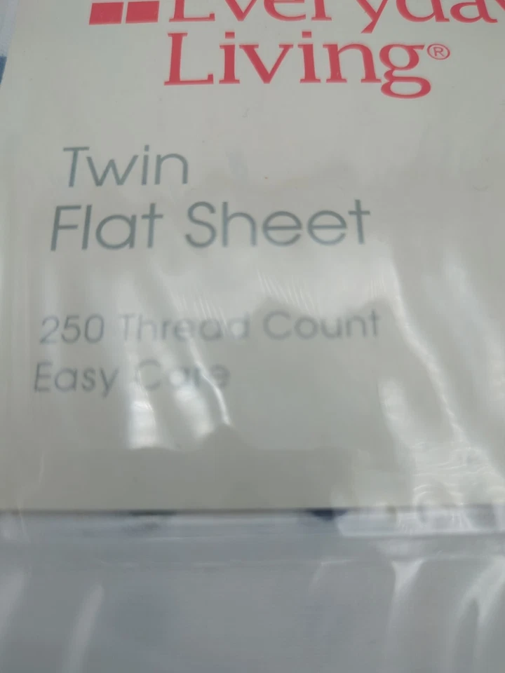 Sábana plana doble blanca azul gris 60 algodón 40 poli vida cotidiana 250tc 66x96 pulgadas Foto 3 de 4