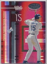2005 Leaf Certified Materials Mirror Red #186, Shawn Green.  Serial No. 093/100.