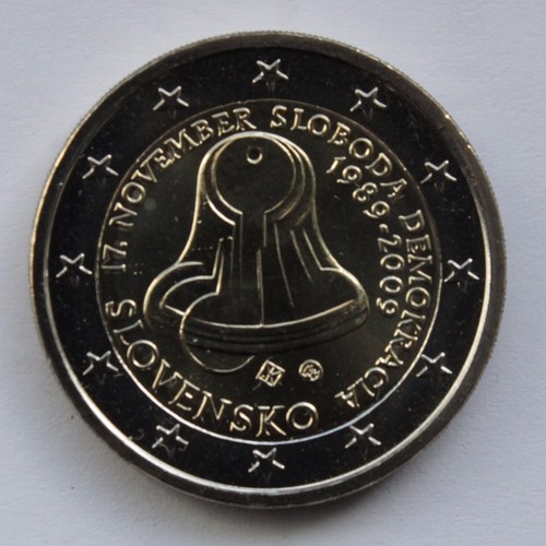 SLOVAKIA - 2 € commemorative Euro coin 2009 Velvet Revolution UNCIRCULATED - 第 1/1 張圖片