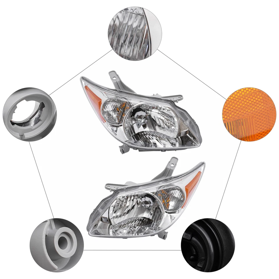 Conjunto de faros halógenos izquierda+derecha para Pontiac Vibe 2005-2008 Foto 4 de 4