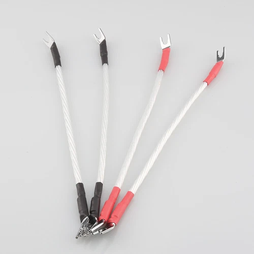 4 Pcs Silver Plated OCC HIFI Speaker Jumper Cable Bridge Banana Y Spade Plug - Picture 3 of 8
