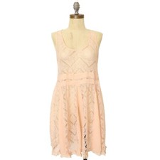 E BY ELOISE Anthropologie St. Regis Mini Slip Dress XS Lace Pink Party EUC B49
