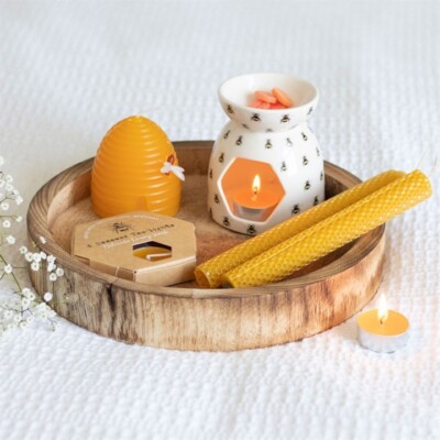 100 % natürliche Bienenwachskerze 3 Designs Abendessen Tee Licht Bienenstock Neu