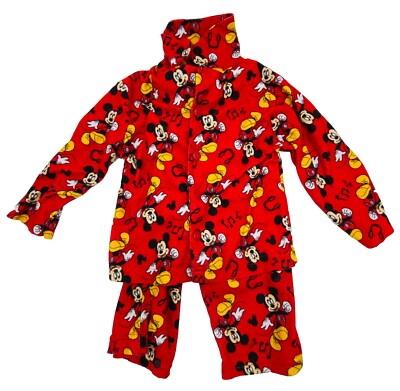 Disney Mickey Mouse Music Red Flannel Flame-Resistant Pajama Set; 18M