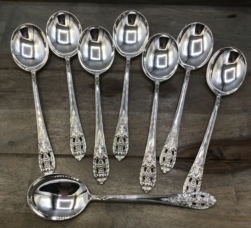 Crown Princess by Fine Arts Sterling Silver set of 8 Cream Soup Spoon 6 5/8"
