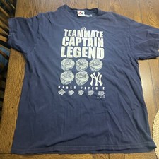 Vintage Majestic Derek Jeter NY New York Yankees T Shirt XL Legend Teammate