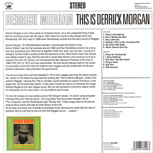 DERRICK MORGAN レコード Derrick Morgan This Is Derrick Morgan Vinyl LP Album, RE 2016