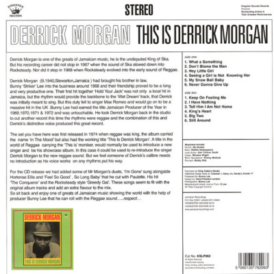 Derrick Morgan This Is Derrick Morgan Vinyl LP Album, RE 2016