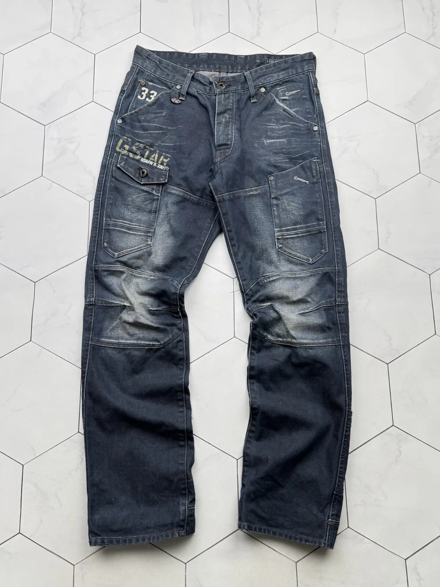 ❤︎$ G-STAR RAW ❤︎$ ARCHIVE ケツロゴ Y2K JEANS G Star Raw Mens Jeans W30 Blue Cargo Distressed Utility Denim Y2K