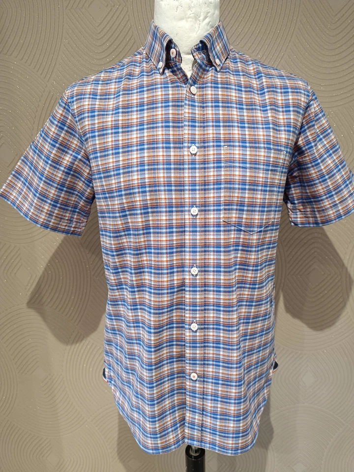 Blue Harbour Relaxed Fit Blue & Red Check Short Sleeve Shirt - Men's Size Small - Image 2 of 4