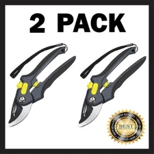 2 PACK! Pro Titanium Plated Pruning Hand Shears, Clippers Gardening Scissors