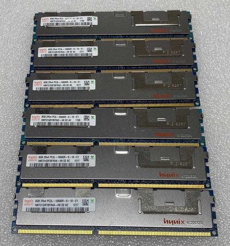 Lot of 6x 8GB Hynix 2Rx4 PC3-10600R Server Memory RAM HMT31GR7BFR4C-H9