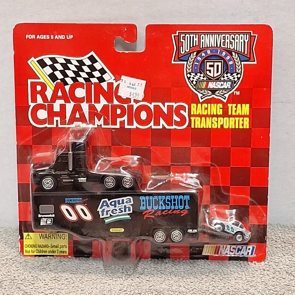 1998 Racing Champions Nascar Buckshot Jones Aquafresh Transporter  & Car 1:144