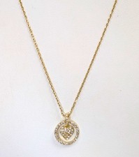 Gold-Filled Heart Pendant with 17" Long Chain w/ CZ'S Stones