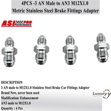 3AN Male to M12X1.0 Metric Stainless Steel Brake Fittings Adapter 4PCS AWS. US