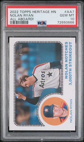 2022 Topps Heritage Nolan Ryan PSA 10 POP 6 RARE 1980 All Aboard HOF #AA7