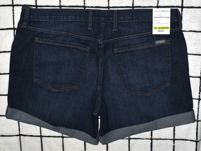 Eddie Bauer Boyfriend relaxed fit Cuff Jean Shorts Sz 16P Blue New $50