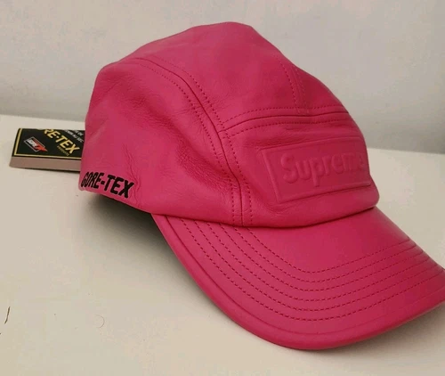 Casquette de camp en cuir SS22 Supreme GORE TEX rose chapeau boîte logo imperméable respirant
