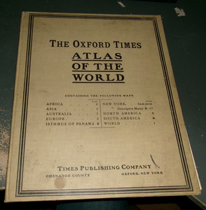 Antique 1909 Atlas Of The World / Times Publishing Oxford NY Chenango County