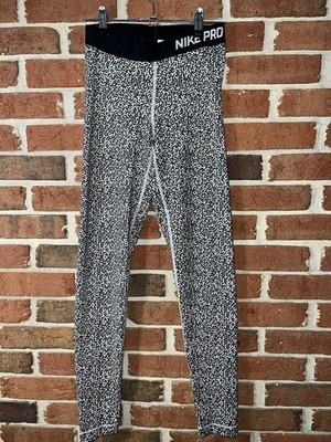 Nike Pro Dri-Fit Mezzo Print Black/White Leggings Running Training Pants  Size S