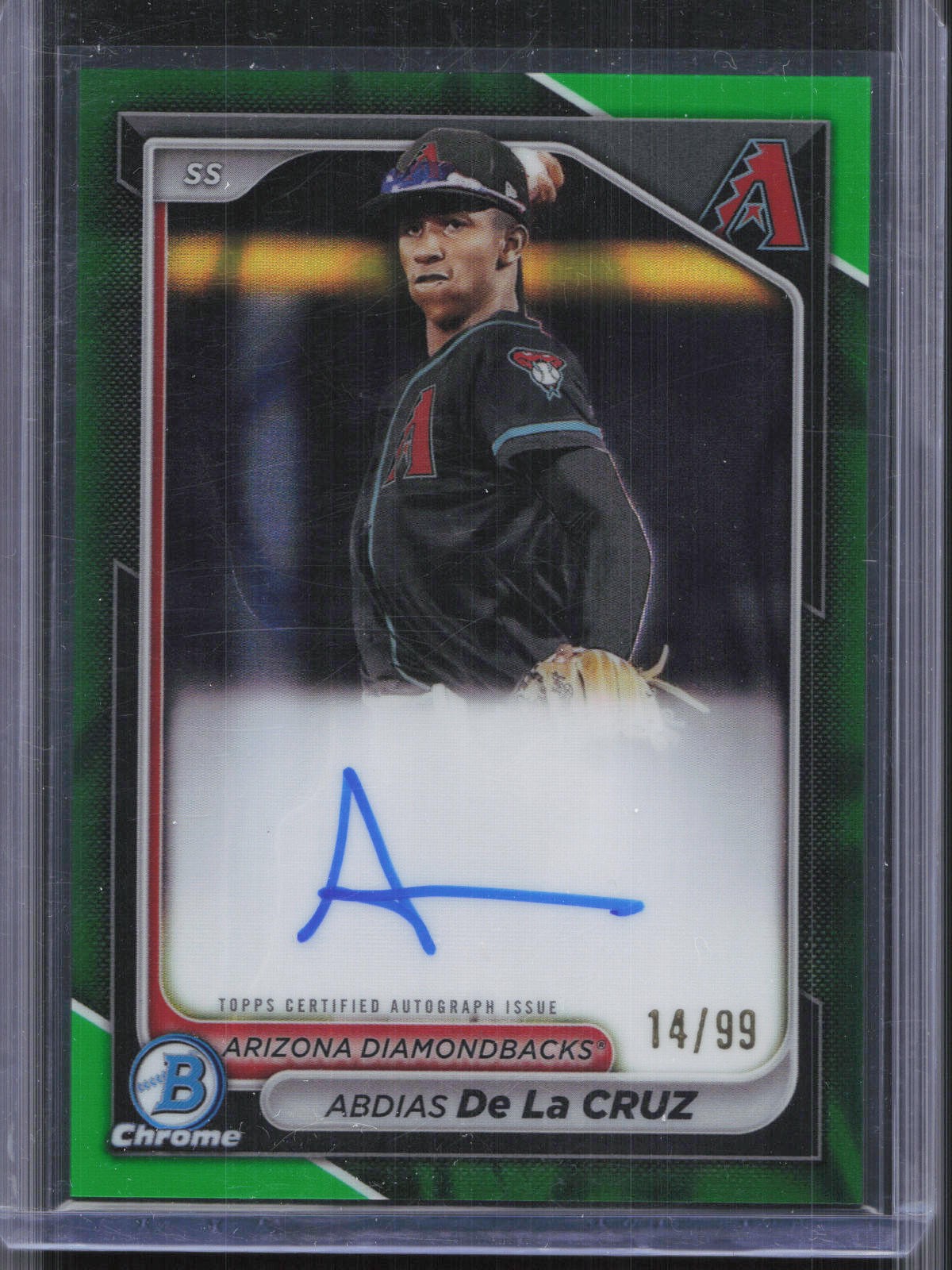 2024 Bowman Chrome #CPA-ADL Abdias De La Cruz Green Lava Auto #/99