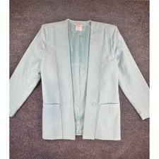 Vintage Tan Jay Blazer Womens Size 14 Minimalist Open Front Career Jacket USA