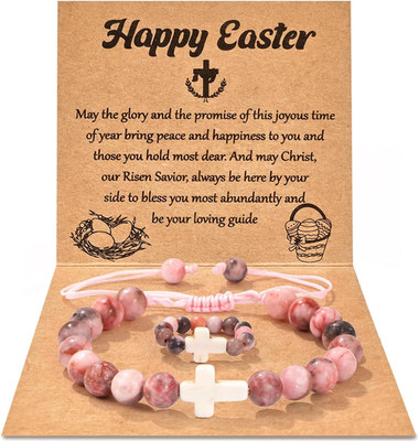 Easter Basket Stuffers, Cross Bracelet & Ring Set Easter Gifts for Teens Girls B