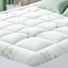 Thick Bamboo Viscose Mattress Pad Cooling Quilted Pillowtop Deep Elastic Pocket