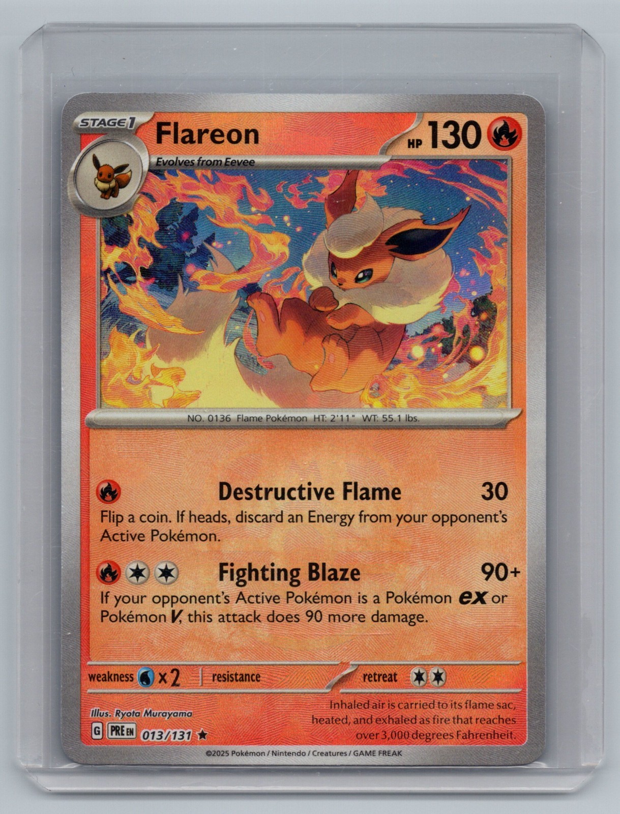 Flareon (Master Ball Pattern) 013/131 SV: Prismatic Evolutions Pokemon Holo LP