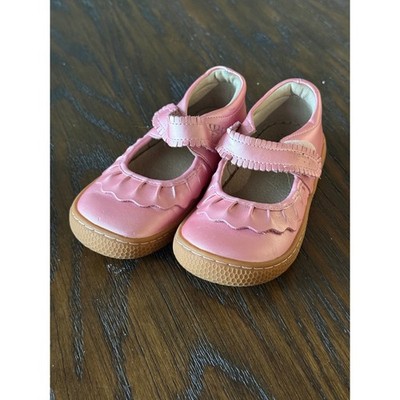 Livie & Luca Mary Jane Kids Size 12 Pink Excellent Ruffle Metallic Leather Shoes