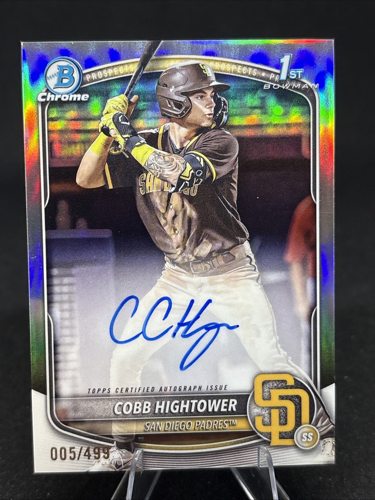 Cobb Hightower 2025 Bowman Chrome Baseball 1st Bowman Refractor Auto/499 Padres