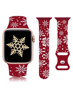 Christmas Snowflake Engraved Band with Apple Bands 44/45/42/46/49mm , Cute -T...