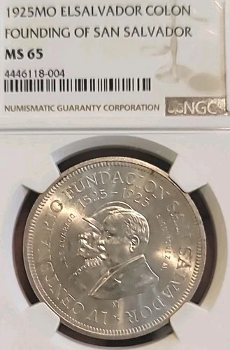 El Salvador 1925 1 Colon Superb Gem BU Rare 2,000 Struck NGC 65PQ Luster LV