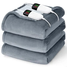 Heated Electric Blanket Size - 84" x 90" Heating Blanket with Queen Ash Gray